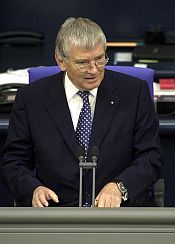 Alterspräsident Otto Schily eröffnet die konstituierende Sitzung des Deutschen Bundestages