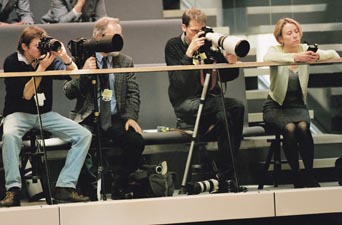 Pressefotografen im Berliner Reichstagsgebäude
