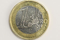 zerkratzte 1-Euro-Münze