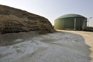 Biogasanlage und ein Lager mit Maissilage