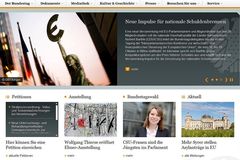Die Startseite der Internetseite www.bundestag.de