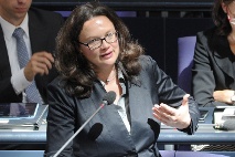 Arbeits- und Sozialministerin Andrea Nahles während der Regierungsbefragung