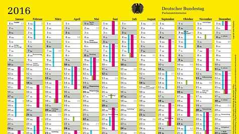 Calendrier des séances parlementaires 2016