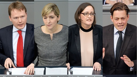 Obleute Christian Flisek(SPD), Nina Warken (CDU/CSU),Martina Renner (Die Linke) und Konstantin von Notz (Bündnis 90/Die Grünen)