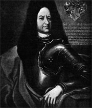 Das Foto zeigt Hans Carl von Carlowitz (1645 bis 1714) in Rüstung.