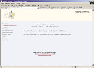 Website des Nationalen Ethikrates