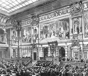 Holzstich: Reichstagssitzung am 10.12.1894