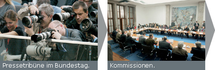 Pressetribüne im Bundestag