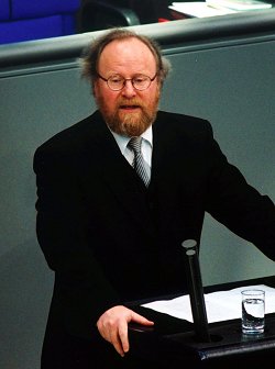 Besuch Kofi Annans im Deutschen Bundestag am 28.02.2002, BT-Präsident Thierse am Rednerpult