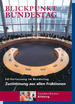 Bild: Titelbild der Printausgabe 02/05. Zu sehen ist der Tischbogen des EU-Ausschusses