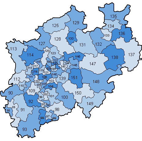 Wahlkreiskarte Nordrhein-Westfalen