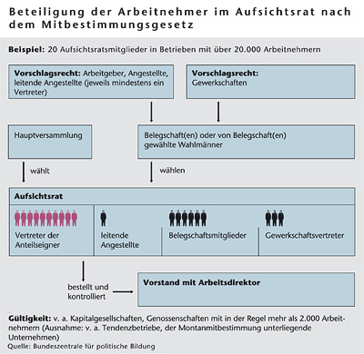 Grafik: Ein Bsp. mit 20 Aufsichtsratsmitgliedern in Betrieben mit über 20.000 Arbeitnehmern