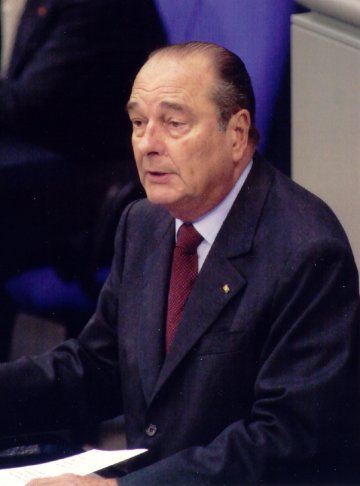 Jacques Chirac während einer Rede vor dem Deutschen Bundestag