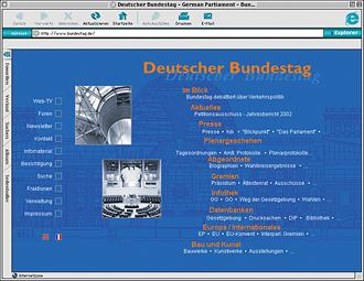 Screenshot der Website des Bundestages