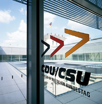 Tür zu den Räumen der CDU/CSU-Fraktion