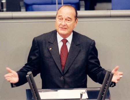 Jacques Chirac während einer Rede vor dem Deutschen Bundestag