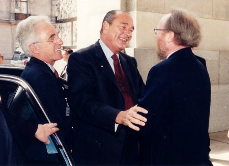 Begrüssung des französischen Präsidenten Jacques Chirac durch den Bundestagspräsidenten Wolfgang Thierse