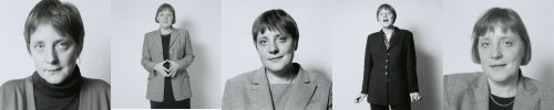 Bildzusammenschnitt von Angela Merkel aus der Ausstellung 'WILLE, MACHT UND WANDEL' von Herlinde Koelbl