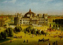Gemälde des Reichstagsgebäudes nach dem Entwurf von Wallot