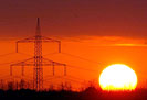 Bild: Hochspannungsmast vor Sonnenuntergang