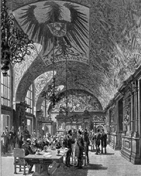 Das Reichstagsrestaurant, Holzstich von 1894