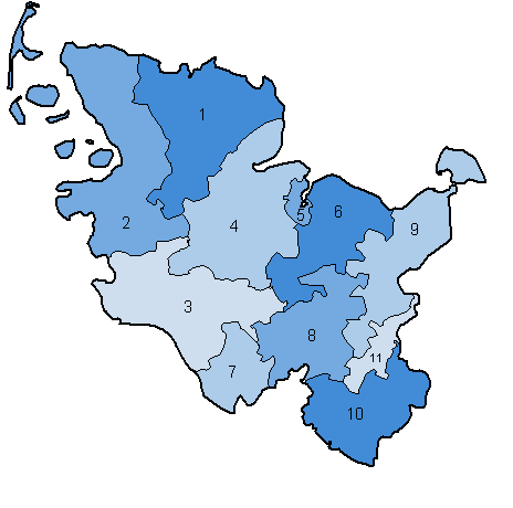 Wahlkreiskarte Schleswig-Holstein