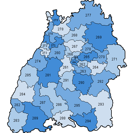 15. Wahlperiode: Wahlkreise in Baden-Württemberg