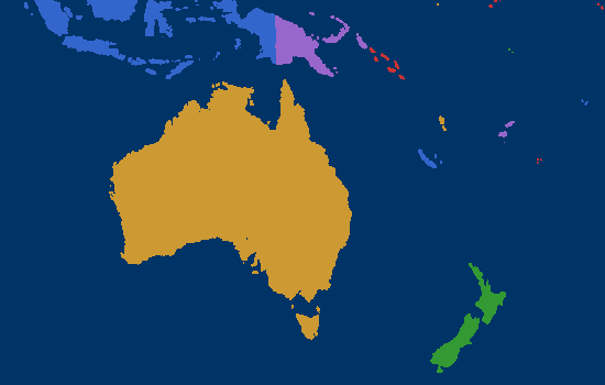 Map of Australia and Southern Pacific