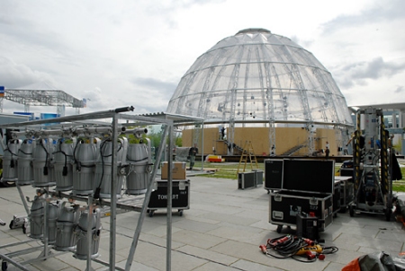 Bau der Bundestagsarena vor dem Paul-Löbe-Haus