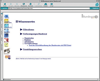 Screenshot der Website des Bundesrates