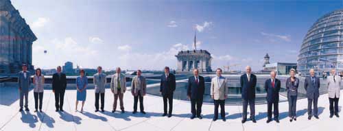 Die Ausschussmitglieder auf dem Dach des Reichstagsgebäudes (360-Grad-Foto)