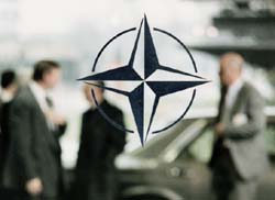 Das NATO-Emblem.