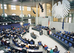 Der Plenarsaal im Reichtagsgebäude heute.