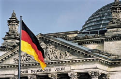 Das Reichstagsgebäude-Westportal.