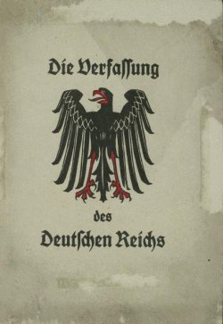 Deckseite der Weimarer Verfassung, August 1919, Titel: Die Verfassung des Deutschen Reichs