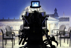 A camera in the German Bundestag?s television studio