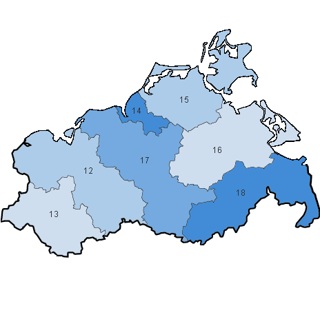 16. Wahlperiode: Wahlkreise in Mecklenburg-Vorpommern