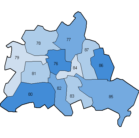 15. Wahlperiode: Wahlkreise in Berlin