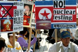 Demonstration in Seoul gegen nordkoreanische Atombombentests