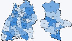 Wahlkreise in Baden-Württemberg und Sachsen-Anhalt