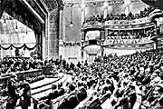 Zeichnung: Sitzung der Nationalversammlung von 1919.