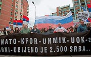Schlüsselaufgabe „Zukunft des Kosovo”: serbische Proteste gegen eine Lösung des Kosovo von Serbien im Februar dieses Jahres.
