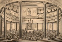 Lithographie: Blick in die Paulskirche zur Eröffnungssitzung der Nationalversammlung