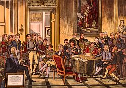 Wiener Kongress 1815 / Schulwandbild Wiener Kongress, Herbst 1814 bis 9.6.1815, Klick vergrößert Bild