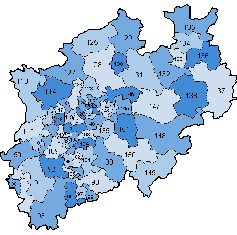 15. Wahlperiode: Wahlkreise in Nordrhein-Westfalen