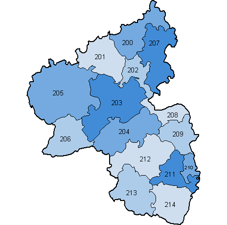 15. Wahlperiode: Wahlkreise in Rheinland-Pfalz