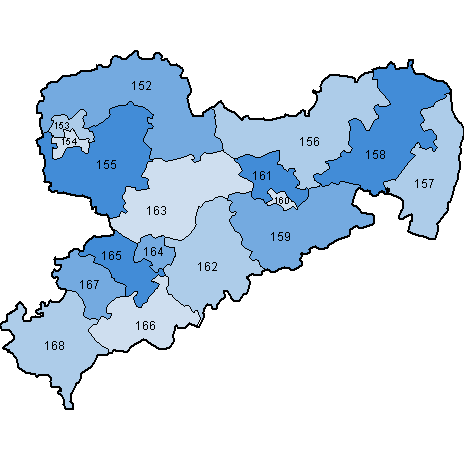 15. Wahlperiode: Wahlkreise in Sachsen