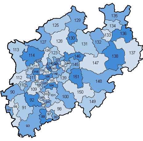 16. Wahlperiode: Wahlkreise in Nordrhein-Westfalen
