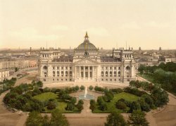 Photochrom: Gesamtansicht des Reichstagsgebäudes