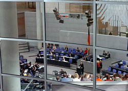 A view through a window into the plenary chamber